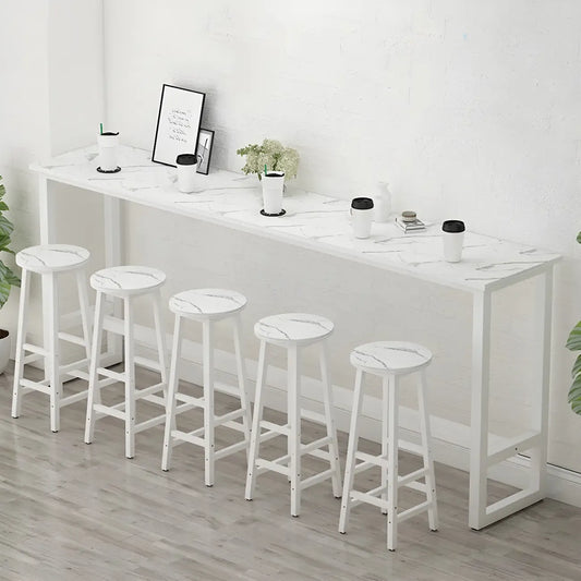 Table de bar rectangulaire haute en bois et métal noir