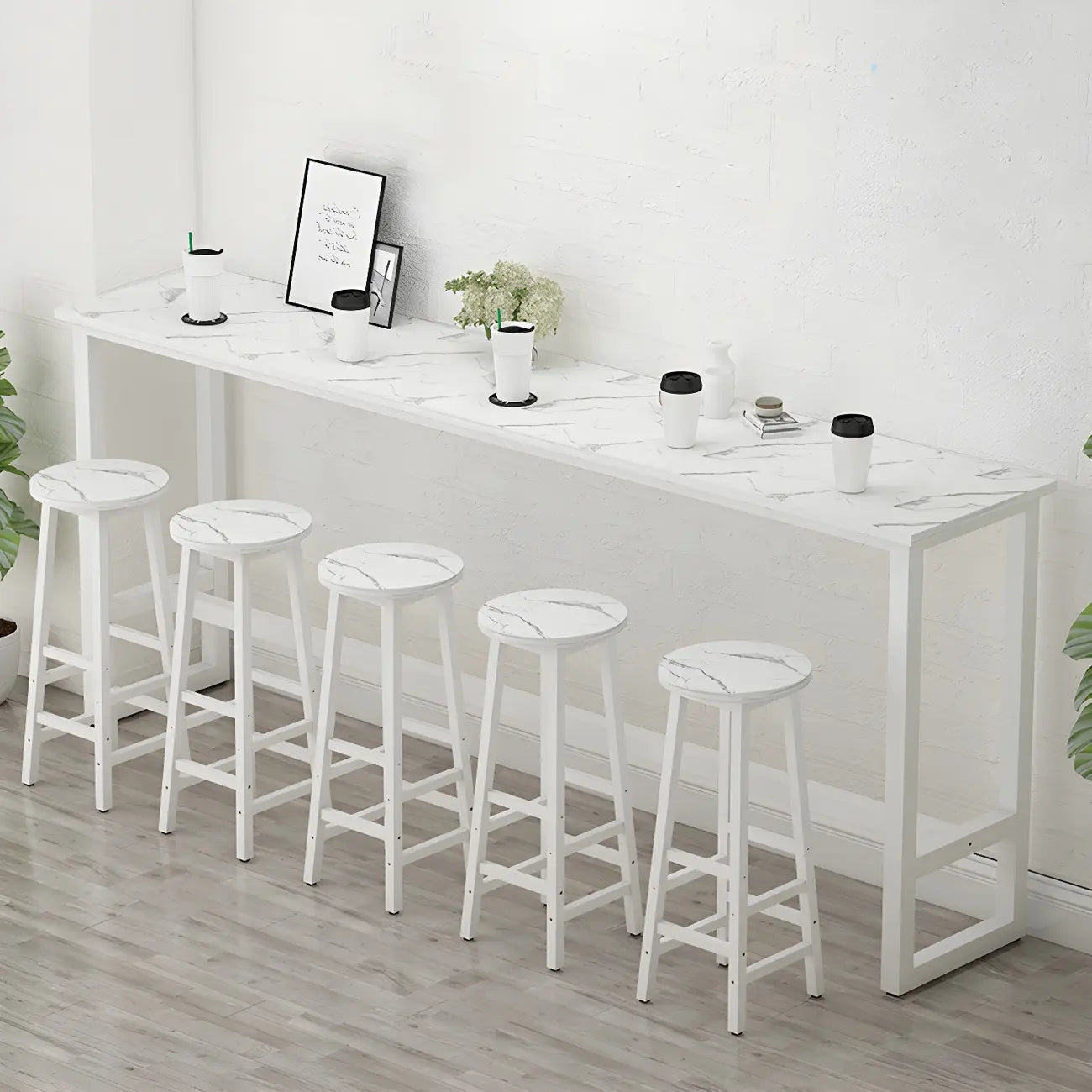 Table de bar rectangulaire haute en bois et métal noir