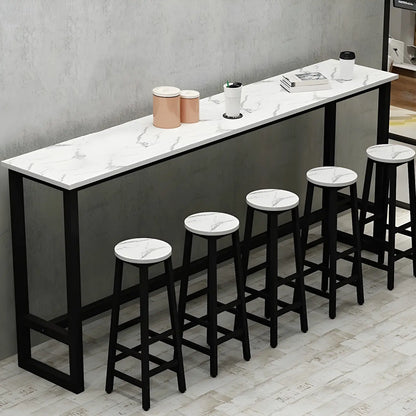 Table de bar rectangulaire haute en bois et métal noir