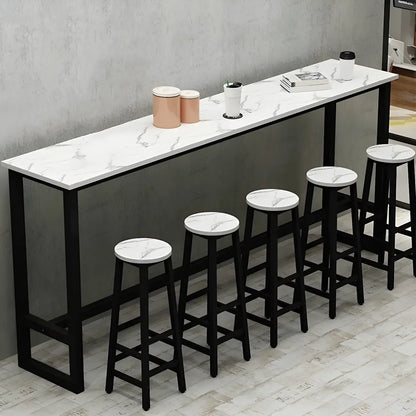 Table de bar rectangulaire haute en bois et métal noir