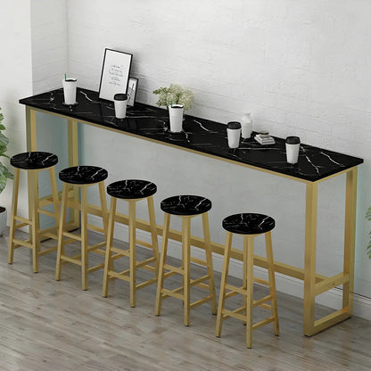 Table de bar rectangulaire haute en bois et métal noir
