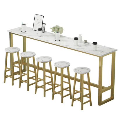 Table de bar rectangulaire haute en bois et métal noir