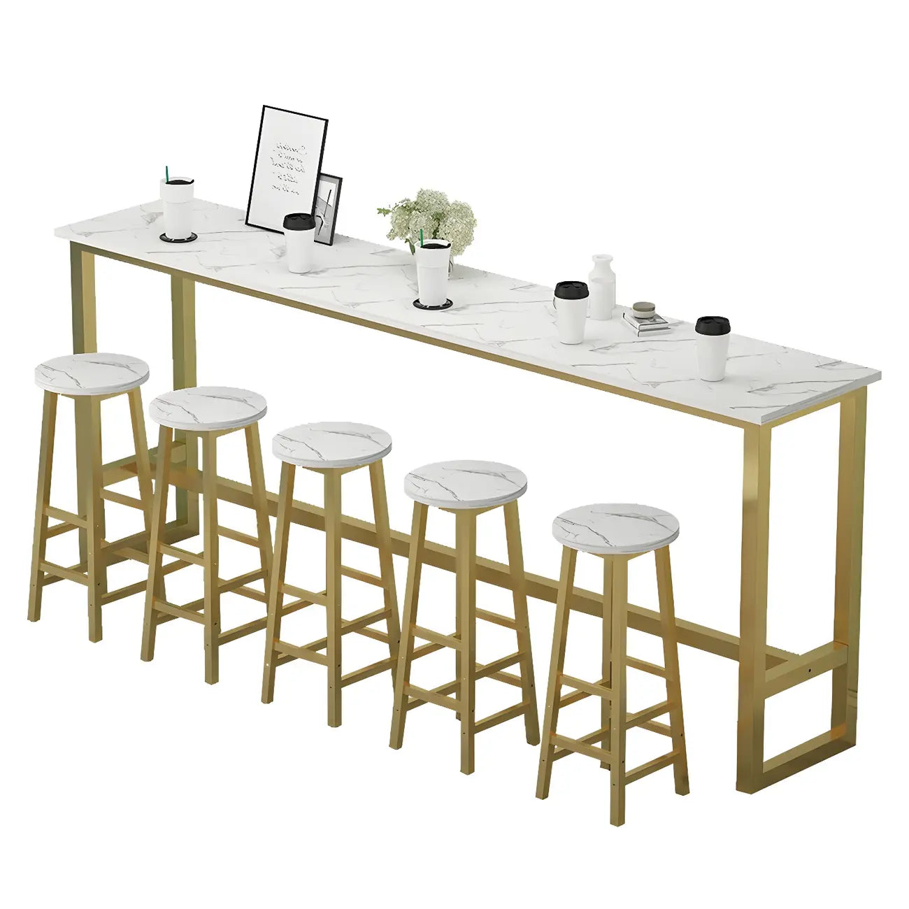 Table de bar rectangulaire haute en bois et métal noir