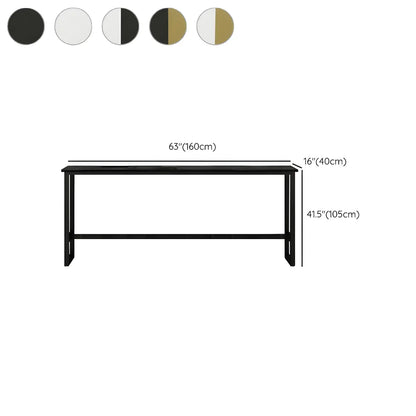 Table de bar rectangulaire haute en bois et métal noir