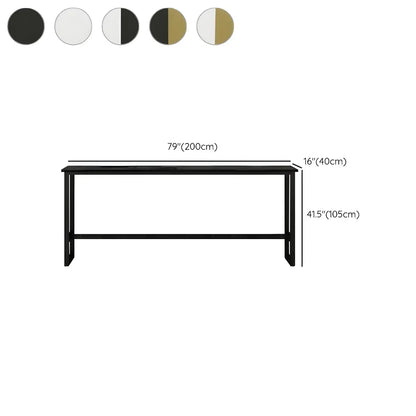 Table de bar rectangulaire haute en bois et métal noir