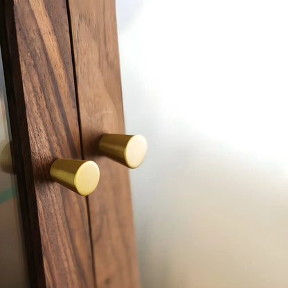 Petit vaisselier en noyer avec porte en verre brun et bois de noyer