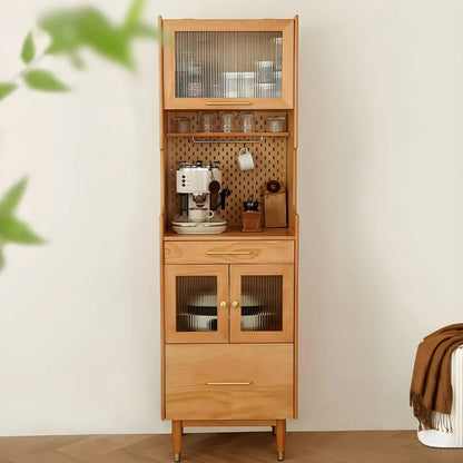 vaisselier de salle à manger avec portes vitrées en noyer réglables