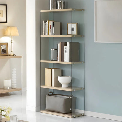 Étagère bibliothèque ouverte tendance en verre et bois