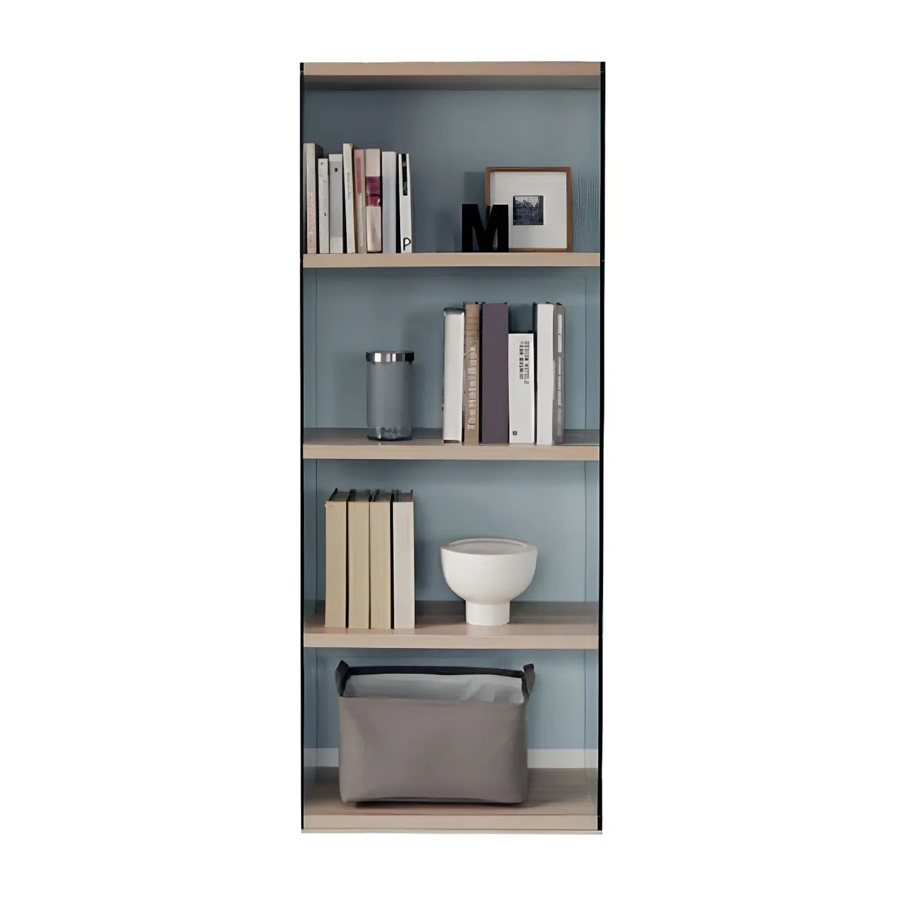 Étagère bibliothèque ouverte tendance en verre et bois