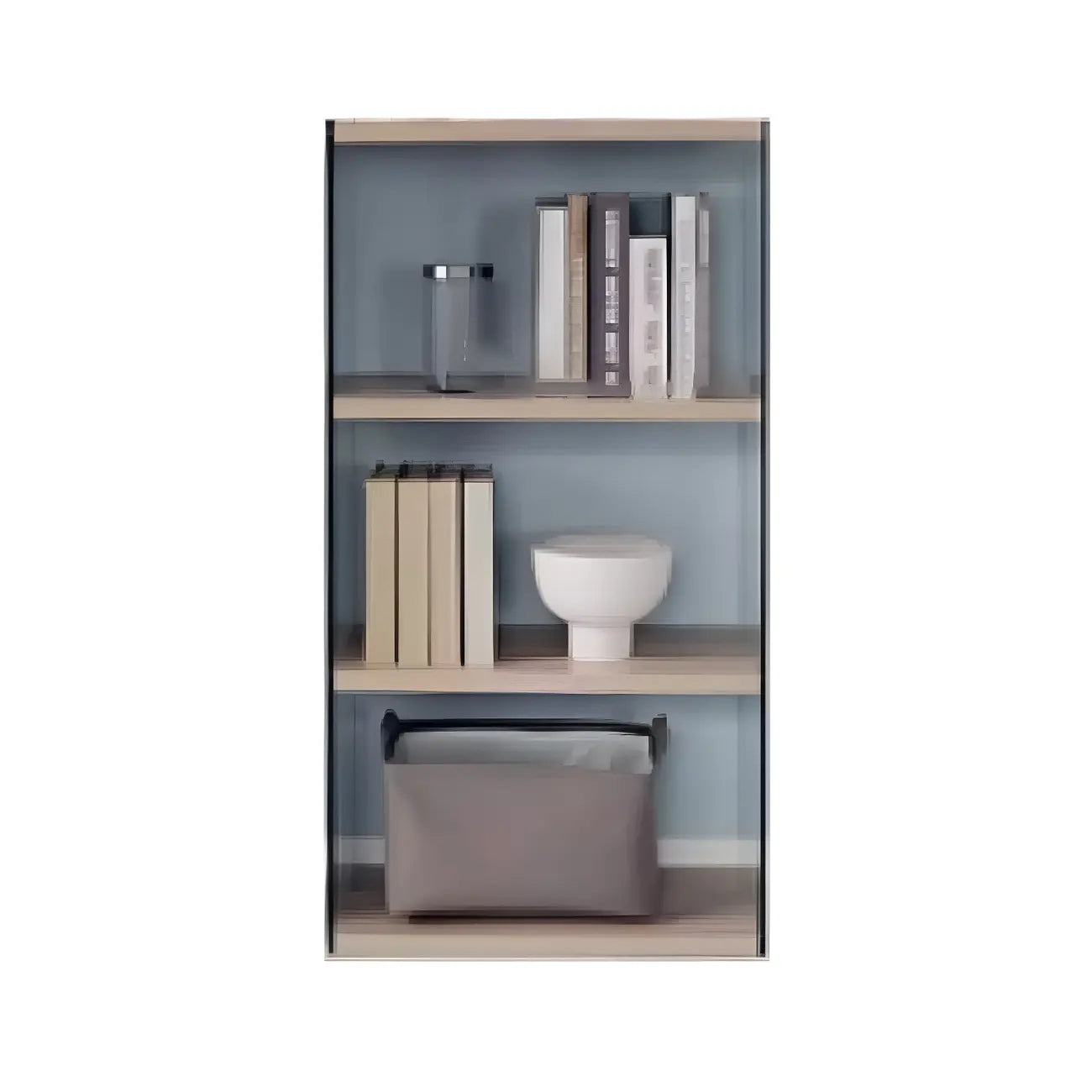 Étagère bibliothèque ouverte tendance en verre et bois