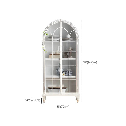 Vitrine moderne cintrée en bois et porte vitrée
