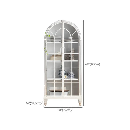 Vitrine moderne cintrée en bois et porte vitrée