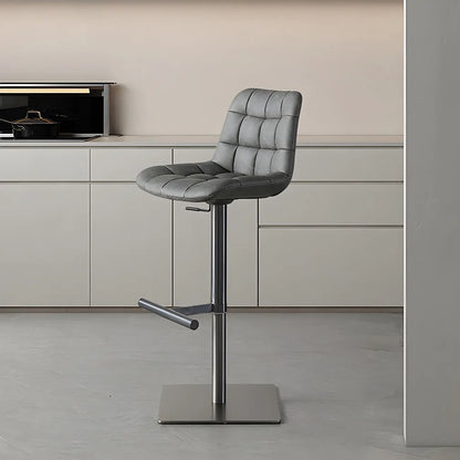 Tabouret de bar moderne pivotant et réglable avec dossier bas rembourré