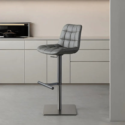 Tabouret de bar moderne pivotant et réglable avec dossier bas rembourré