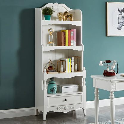 Bibliothèque traditionnelle en bois marron à 3 étagères avec tiroir