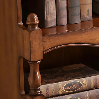 Bibliothèque traditionnelle en bois marron à 3 étagères avec tiroir
