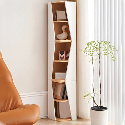 Bibliothèque d'angle artistique moderne en bois blanc