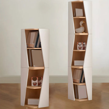 Bibliothèque d'angle artistique moderne en bois blanc