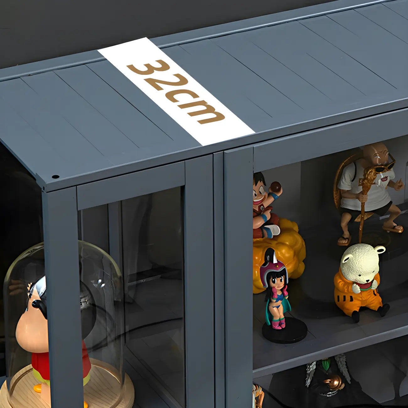 Vitrine ouverte en verre et bambou beige à 7 étagères