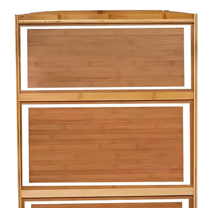 Vitrine réglable en bambou brun avec porte en verre