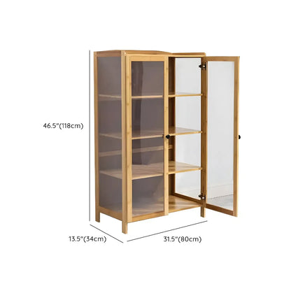 Vitrine réglable en bambou brun avec porte en verre