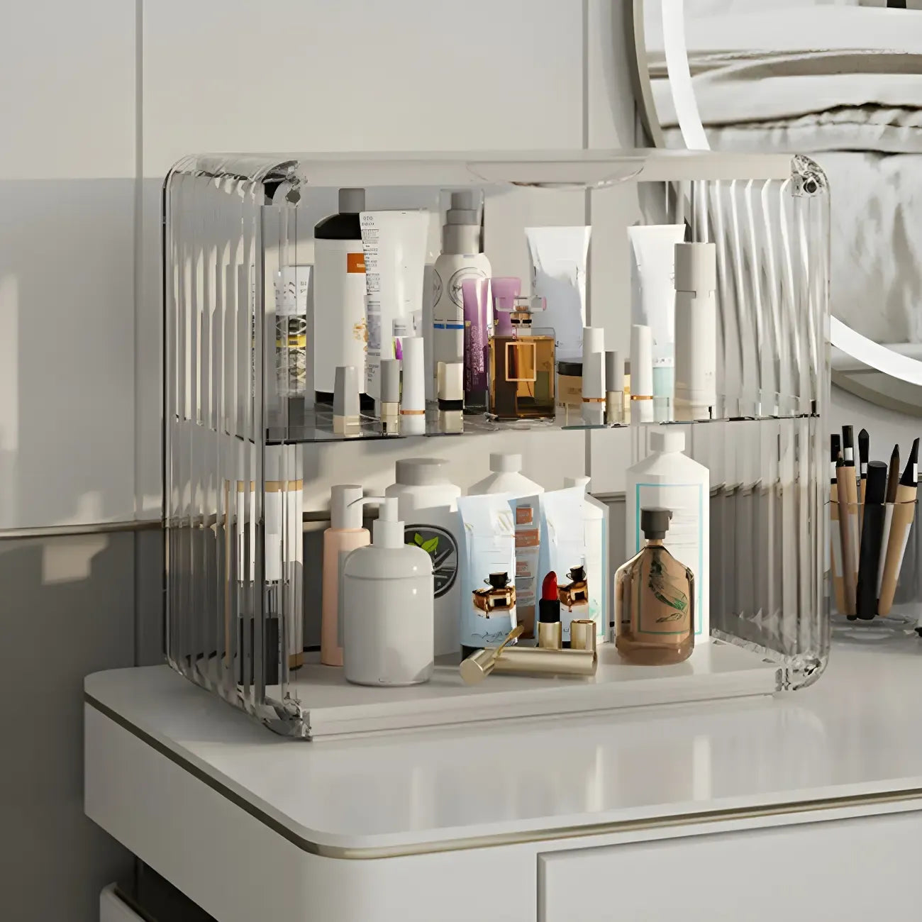 Vitrine empilable en acrylique transparent pour salon