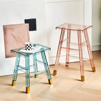 Tabouret de bar empilable chic en acrylique aux couleurs vibrantes