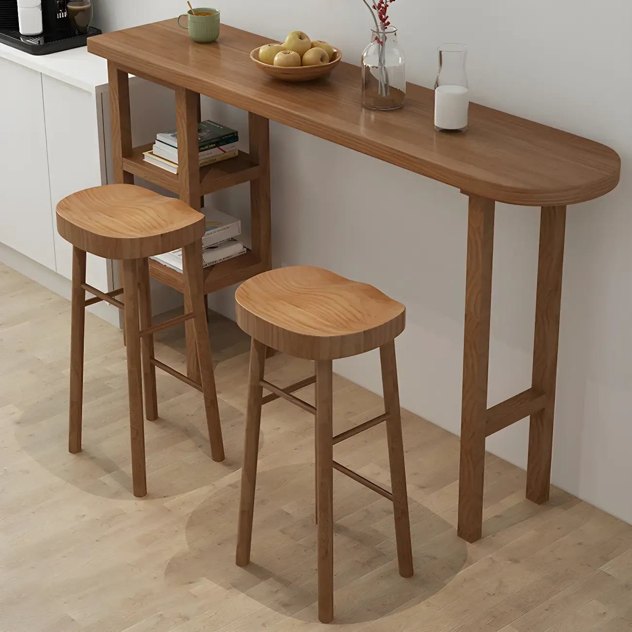 Tables de bar modernes en bois brun avec rangements pour salle à manger