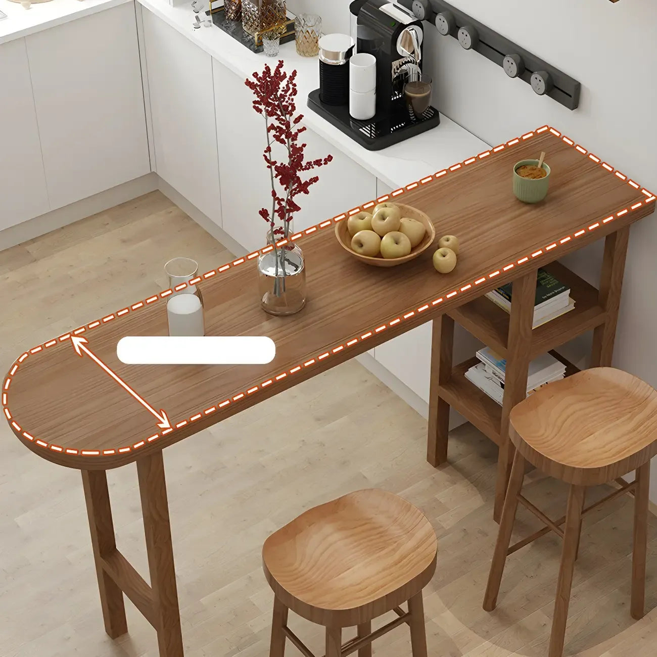 Tables de bar modernes en bois brun avec rangements pour salle à manger