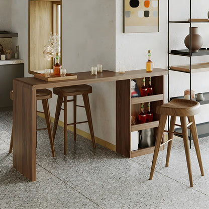 Table de bar rectangulaire moderne en bois marron avec rangement pour la maison