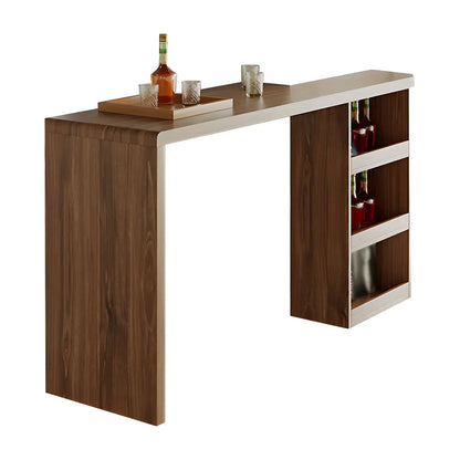 Table de bar rectangulaire moderne en bois marron avec rangement pour la maison