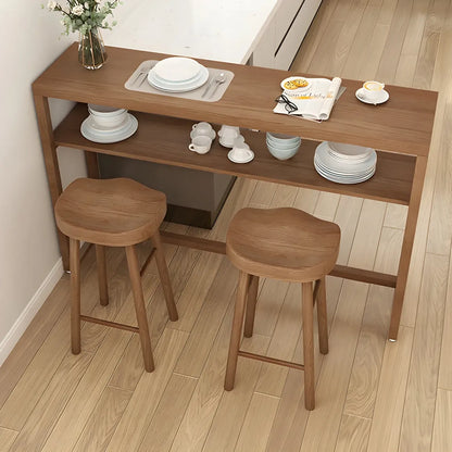 Tables de bar modernes en pin brun avec étagères de rangement