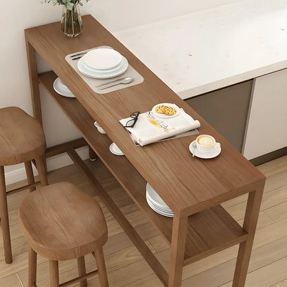 Tables de bar modernes en pin brun avec étagères de rangement