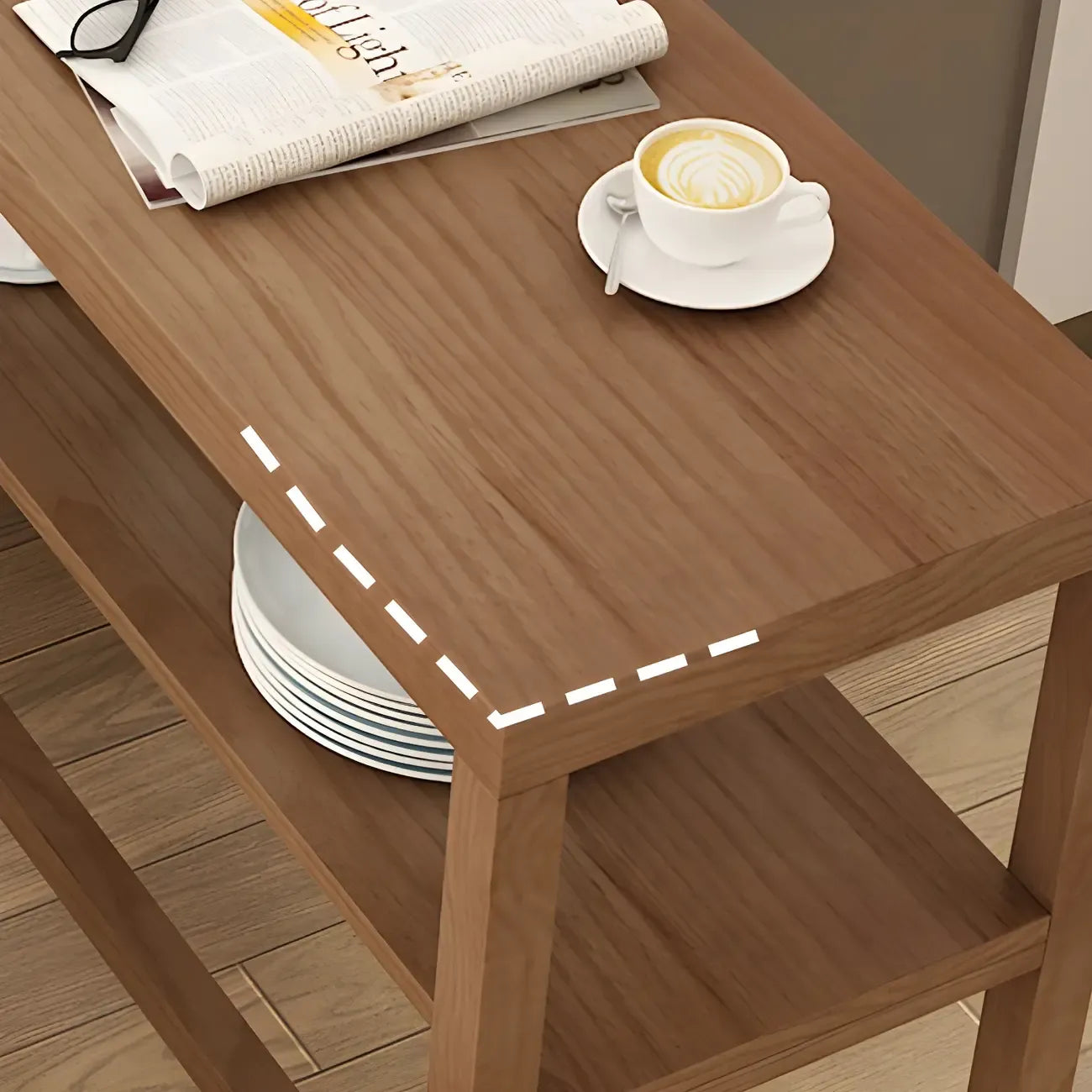 Tables de bar modernes en pin brun avec étagères de rangement