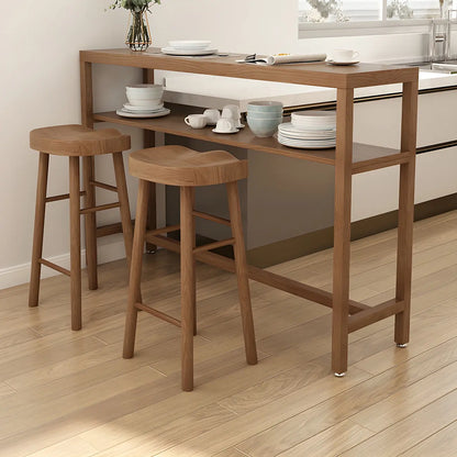 Tables de bar modernes en pin brun avec étagères de rangement