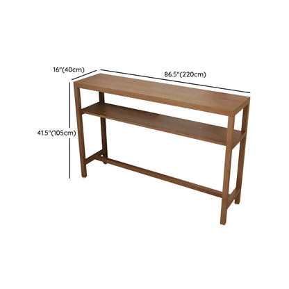 Tables de bar modernes en pin brun avec étagères de rangement