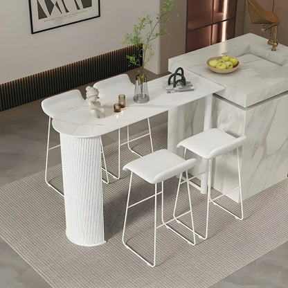 Tables de bar scandinaves en pierre blanche et fer forgé, de forme libre