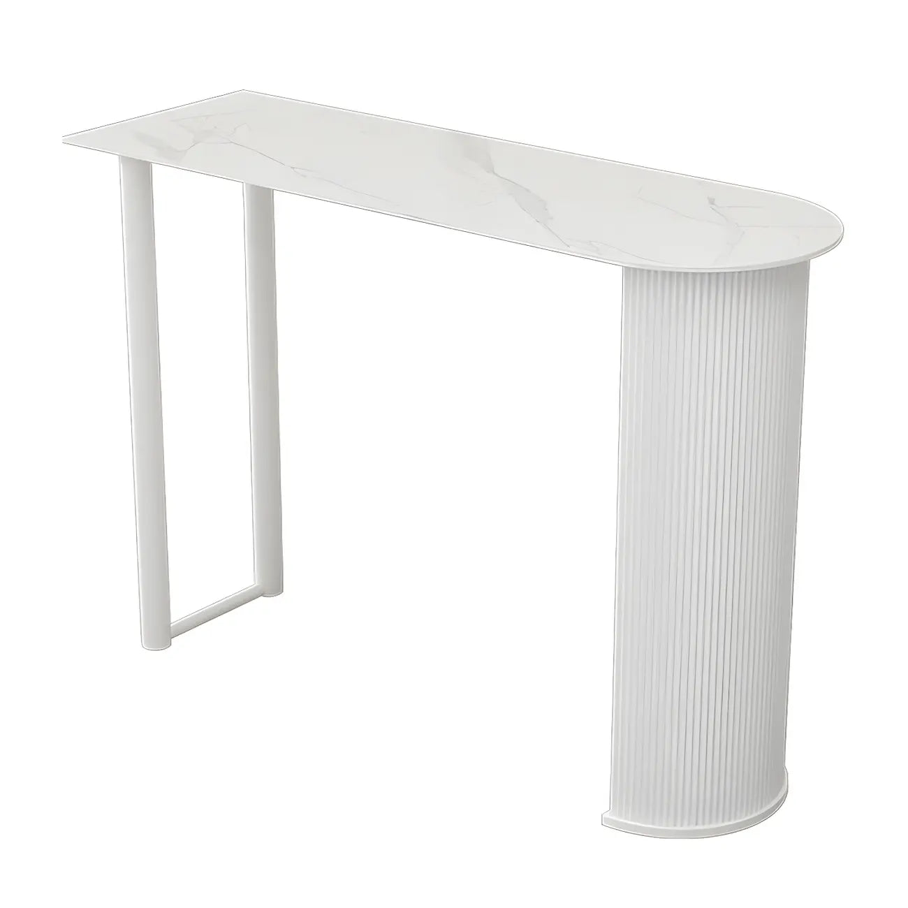 Tables de bar scandinaves en pierre blanche et fer forgé, de forme libre