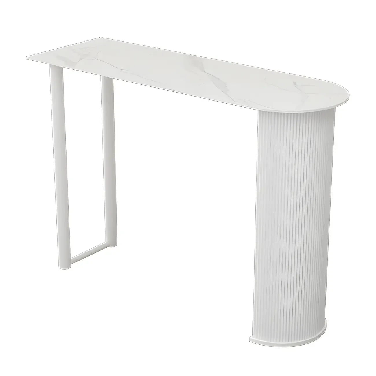 Tables de bar scandinaves en pierre blanche et fer forgé, de forme libre