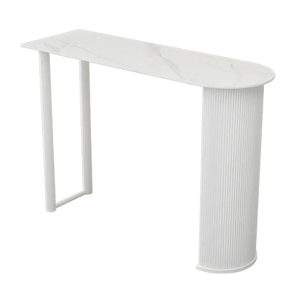 Tables de bar scandinaves en pierre blanche et fer forgé, de forme libre
