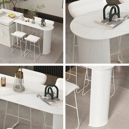Tables de bar scandinaves en pierre blanche et fer forgé, de forme libre