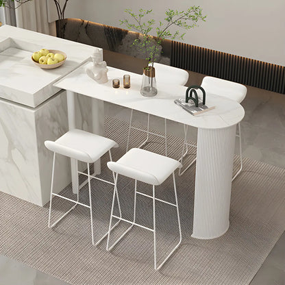 Tables de bar scandinaves en pierre blanche et fer forgé, de forme libre
