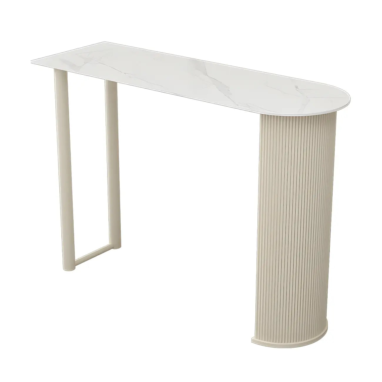 Tables de bar scandinaves en pierre blanche et fer forgé, de forme libre