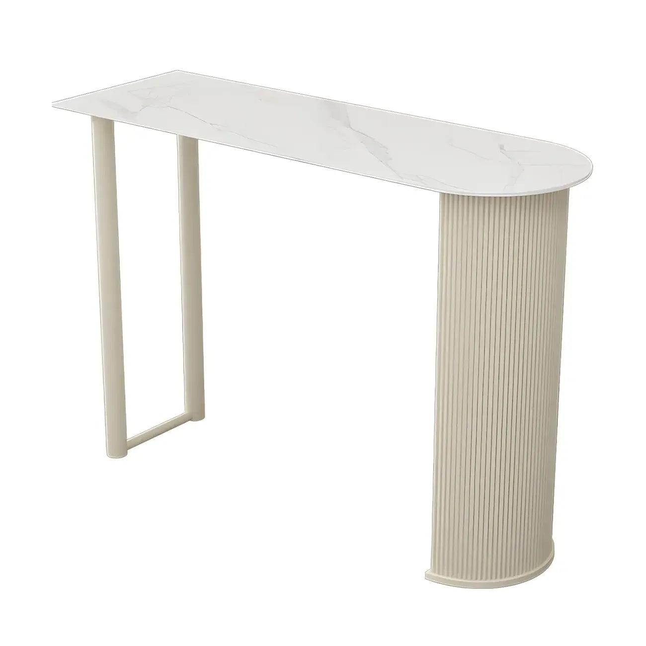 Tables de bar scandinaves en pierre blanche et fer forgé, de forme libre