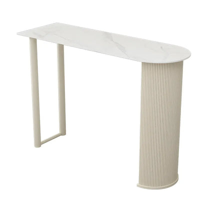 Tables de bar scandinaves en pierre blanche et fer forgé, de forme libre