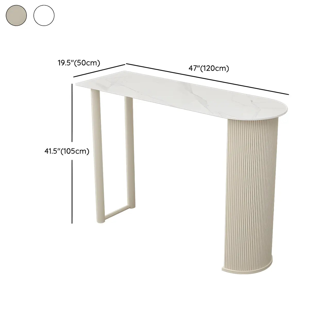 Tables de bar scandinaves en pierre blanche et fer forgé, de forme libre