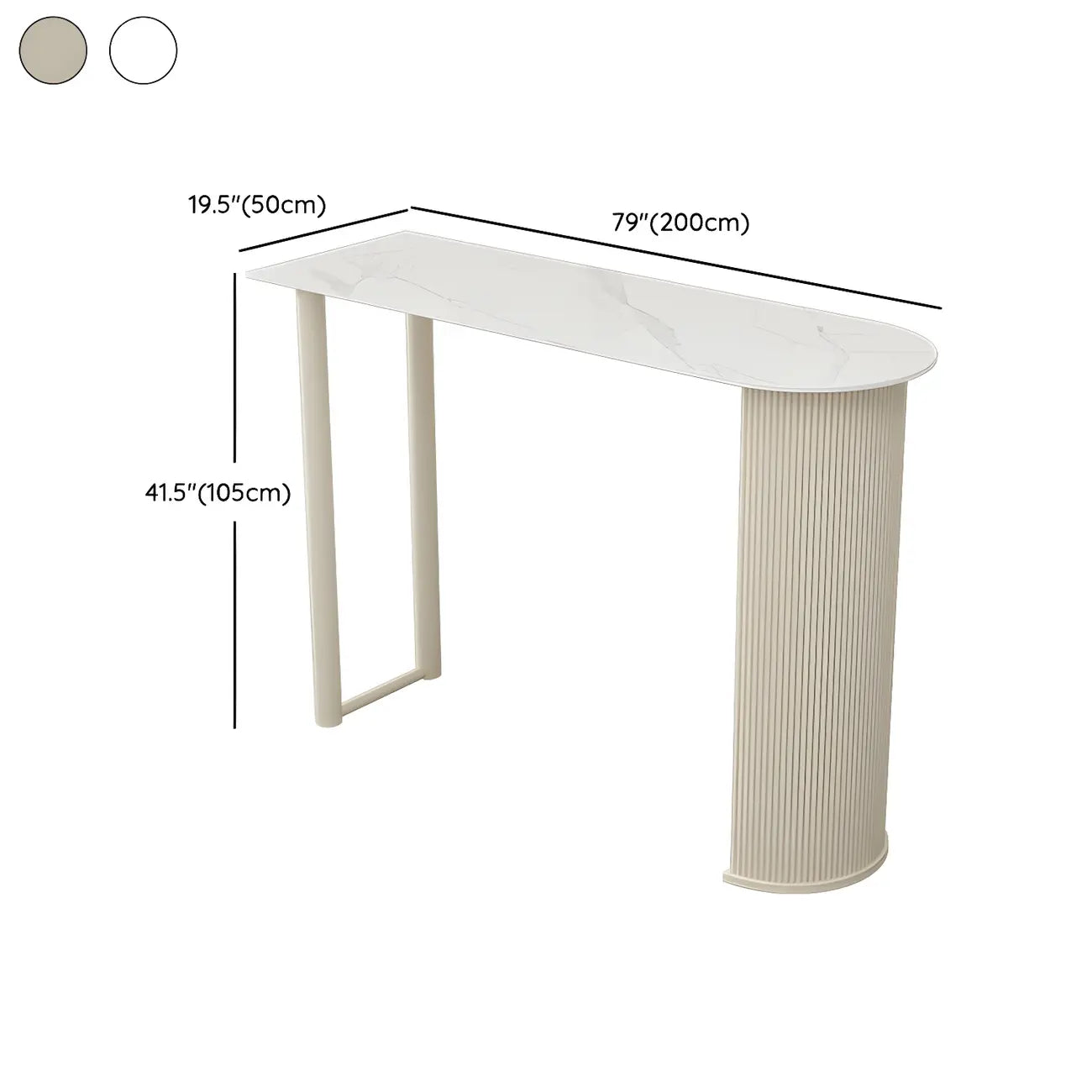 Tables de bar scandinaves en pierre blanche et fer forgé, de forme libre