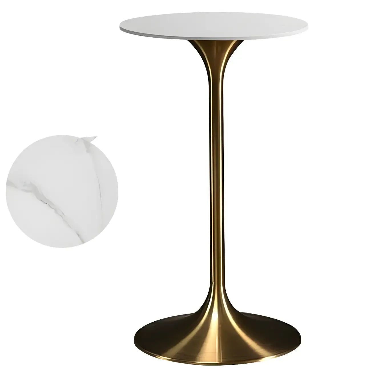 Tables de bar rondes glamour en métal brun doré avec piètement tulipe