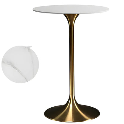 Tables de bar rondes glamour en métal brun doré avec piètement tulipe