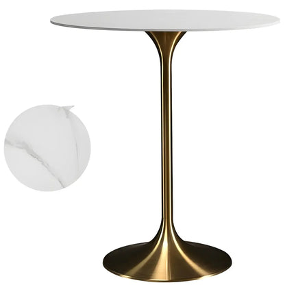 Tables de bar rondes glamour en métal brun doré avec piètement tulipe
